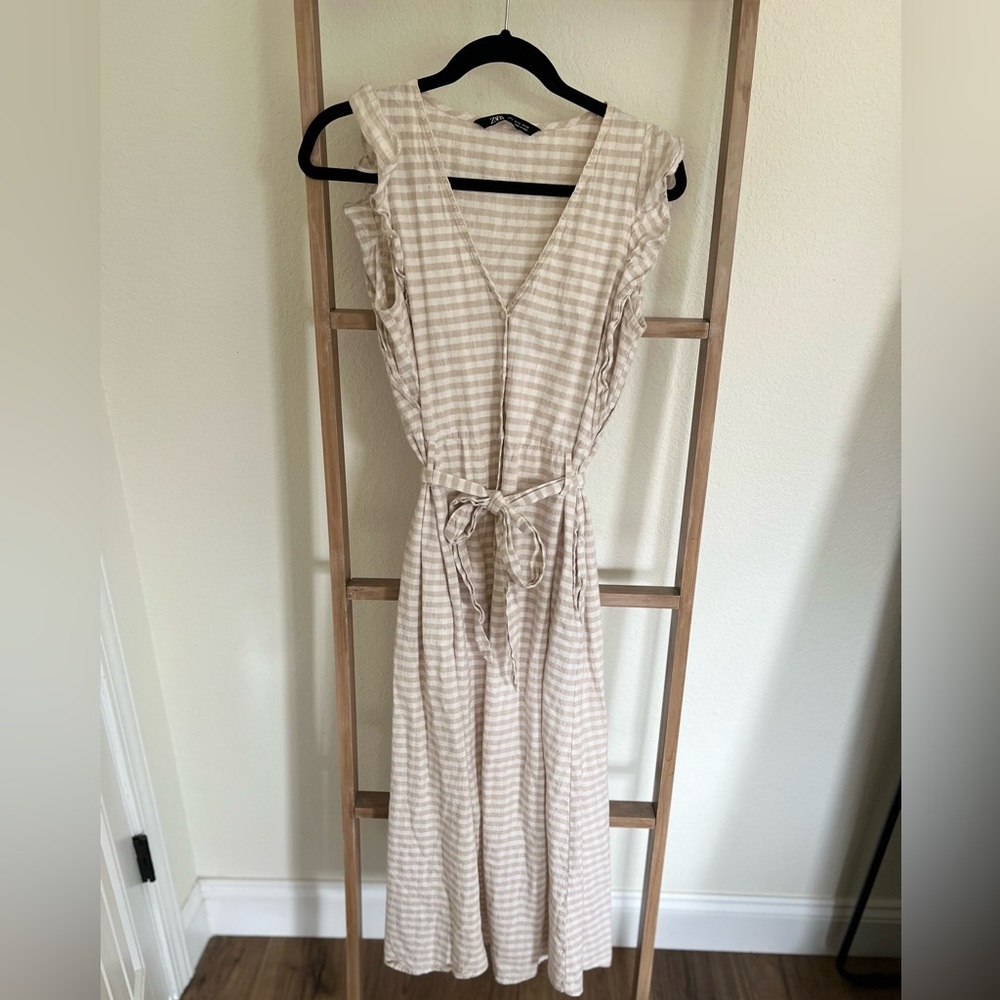 Zara Gingham Midi Dress Small